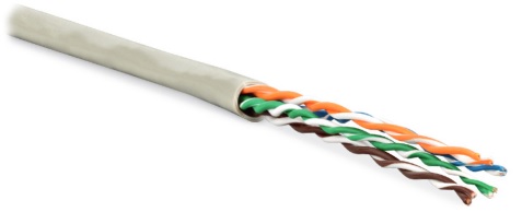 Hyperline UUTP4-C6-P24-NCR-IN-PVC-GY-305 (305 м) Кабель витая пара, неэкранированный U/UTP, категория 6, 4 пары 24 AWG, 4х2х0,60 мм, многопроволочные жилы, без разделителя, PVC, нг(А)-LS, внутренний -20°C – +75°C, серый — фото