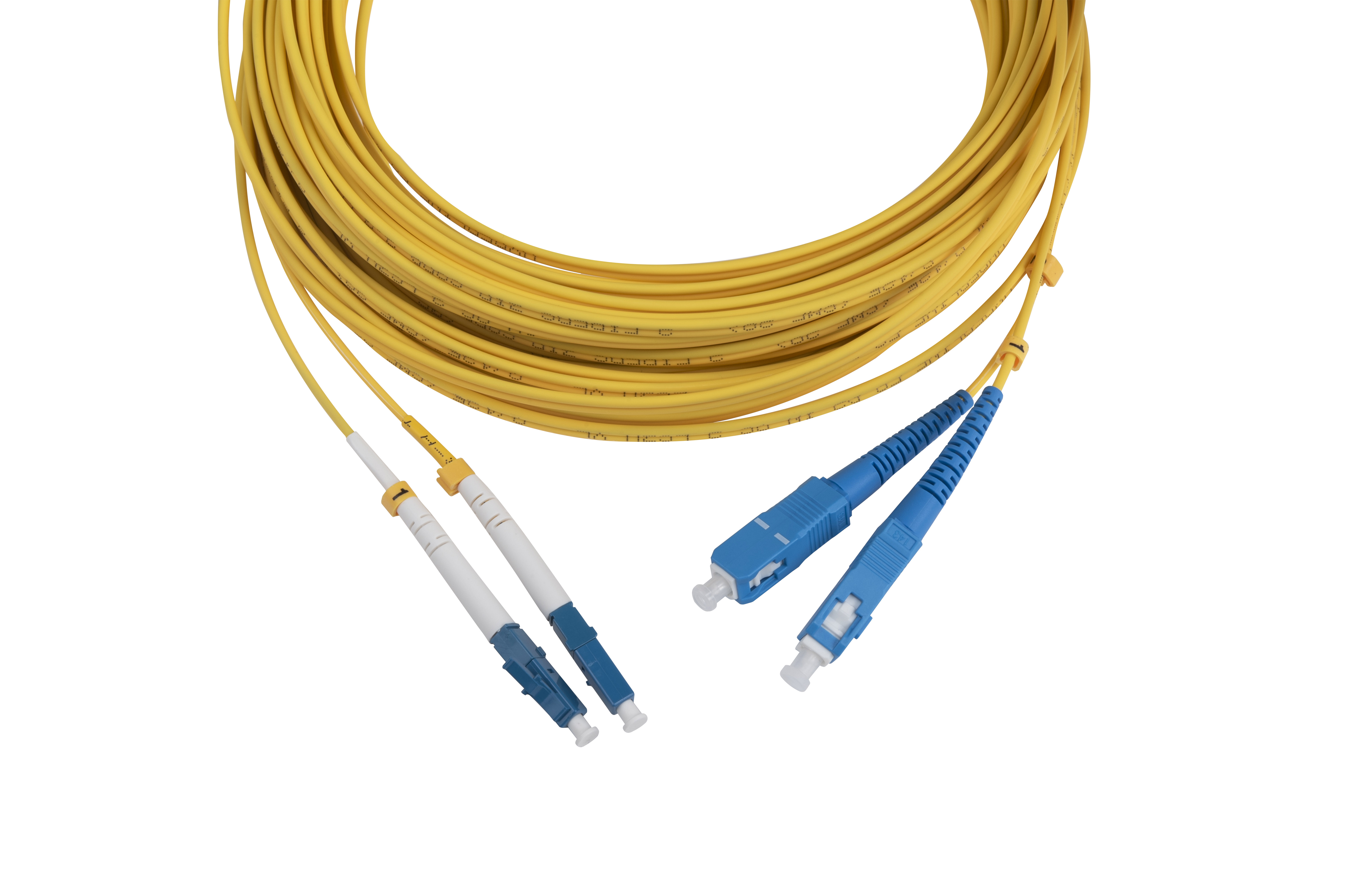 Hyperline FC-D2-9-LC/UR-SC/UR-H-15M-LSZH-YL Патч-корд волоконно-оптический (шнур) SM 9/125 (OS2), LC/UPC-SC/UPC, 2.0 мм, duplex, LSZH, 15 м — фото