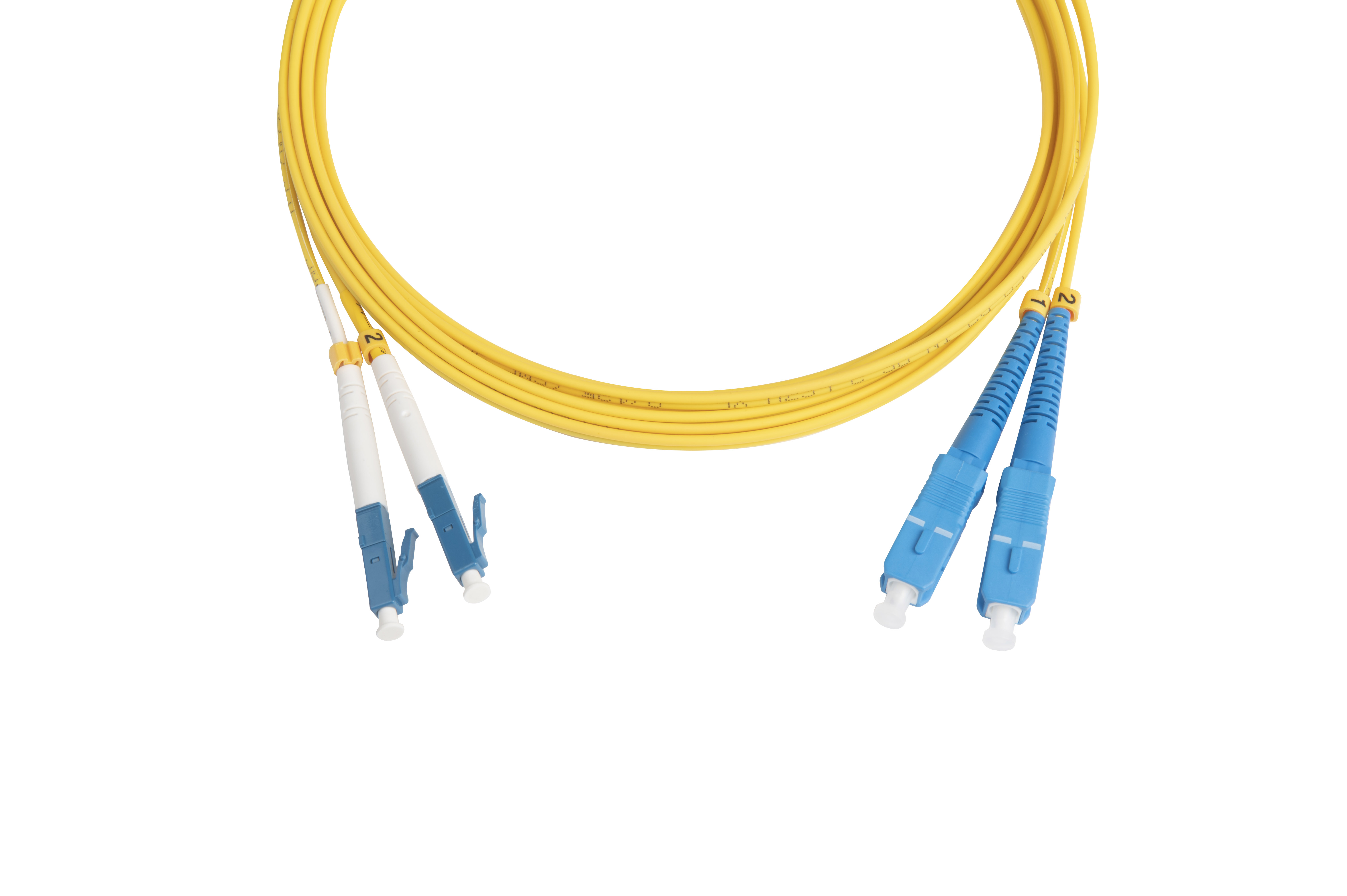 Hyperline FC-D2-9-LC/UR-SC/UR-H-3M-LSZH-YL Патч-корд волоконно-оптический (шнур) SM 9/125 (OS2), LC/UPC-SC/UPC, 2.0 мм, duplex, LSZH, 3 м — фото