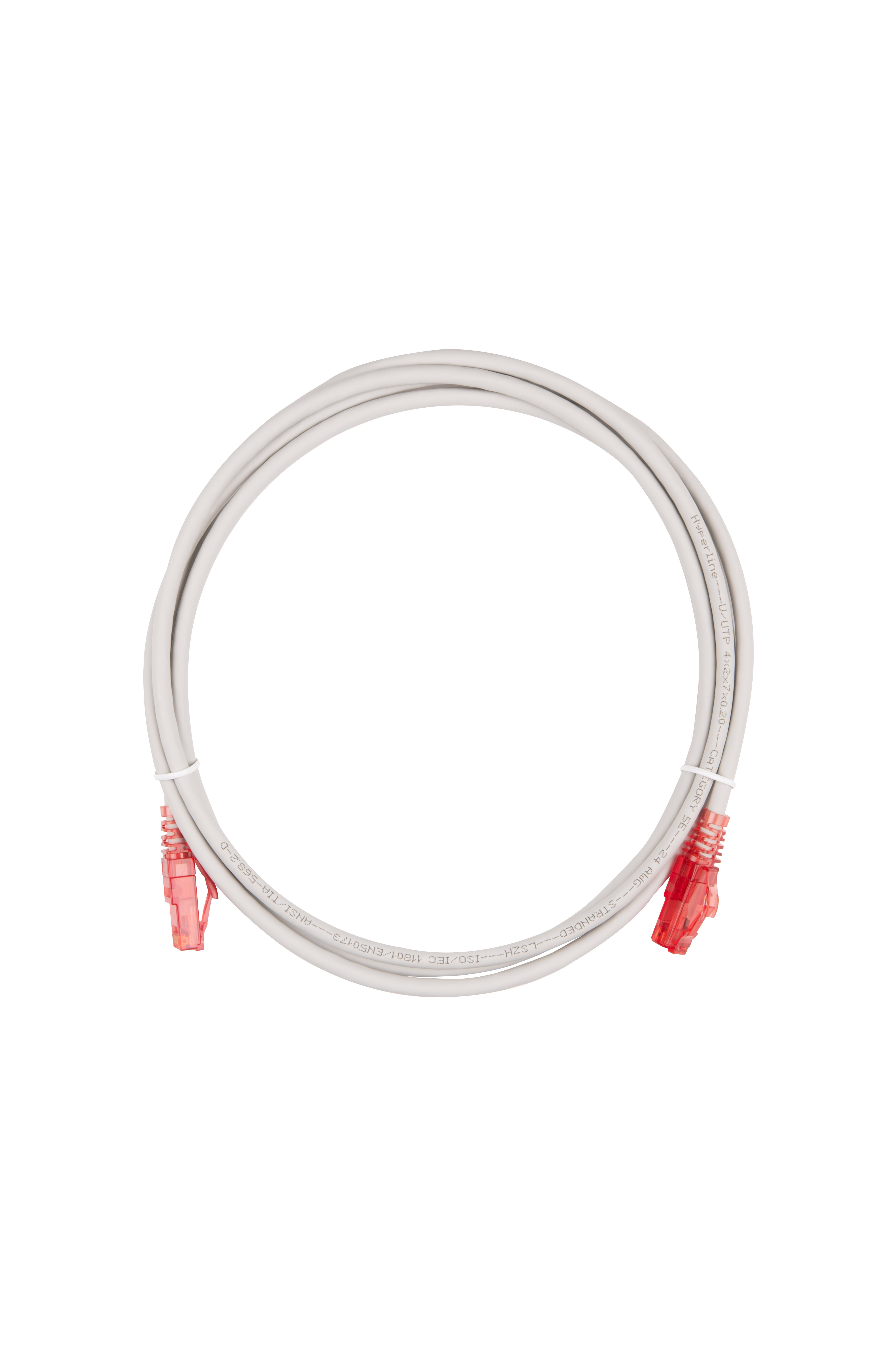 Hyperline PC-LPM-UTP-RJ45-RJ45-C5e-2M-LSZH-GY Патч-корд RJ-45/RJ-45, неэкранированный U/UTP, категория 5e (100% Fluke Component Tested), 24AWG, LSZH, 2 м, серый — фото