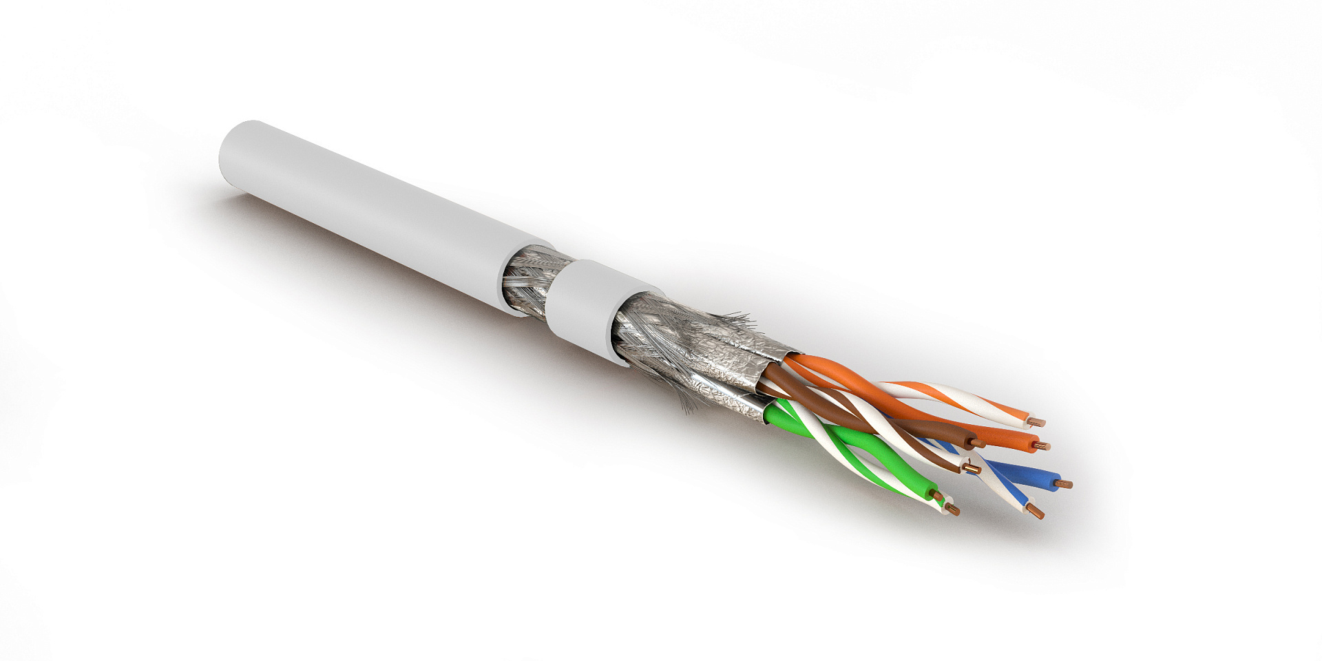 Hyperline SFTP4-C8.1-S23-IN-LSZH-WH-305 (305 м) Кабель витая пара, экранированный S/FTP, общий экран оплетка, каждая пара в фольге, категория 8.1 (Класс I, 2000MHz), 4 пары 23 AWG, 4х2х0,60 мм, однопров.жилы, LSZH, нг(А)-HF, внутр.-40°C – +75°C, белый