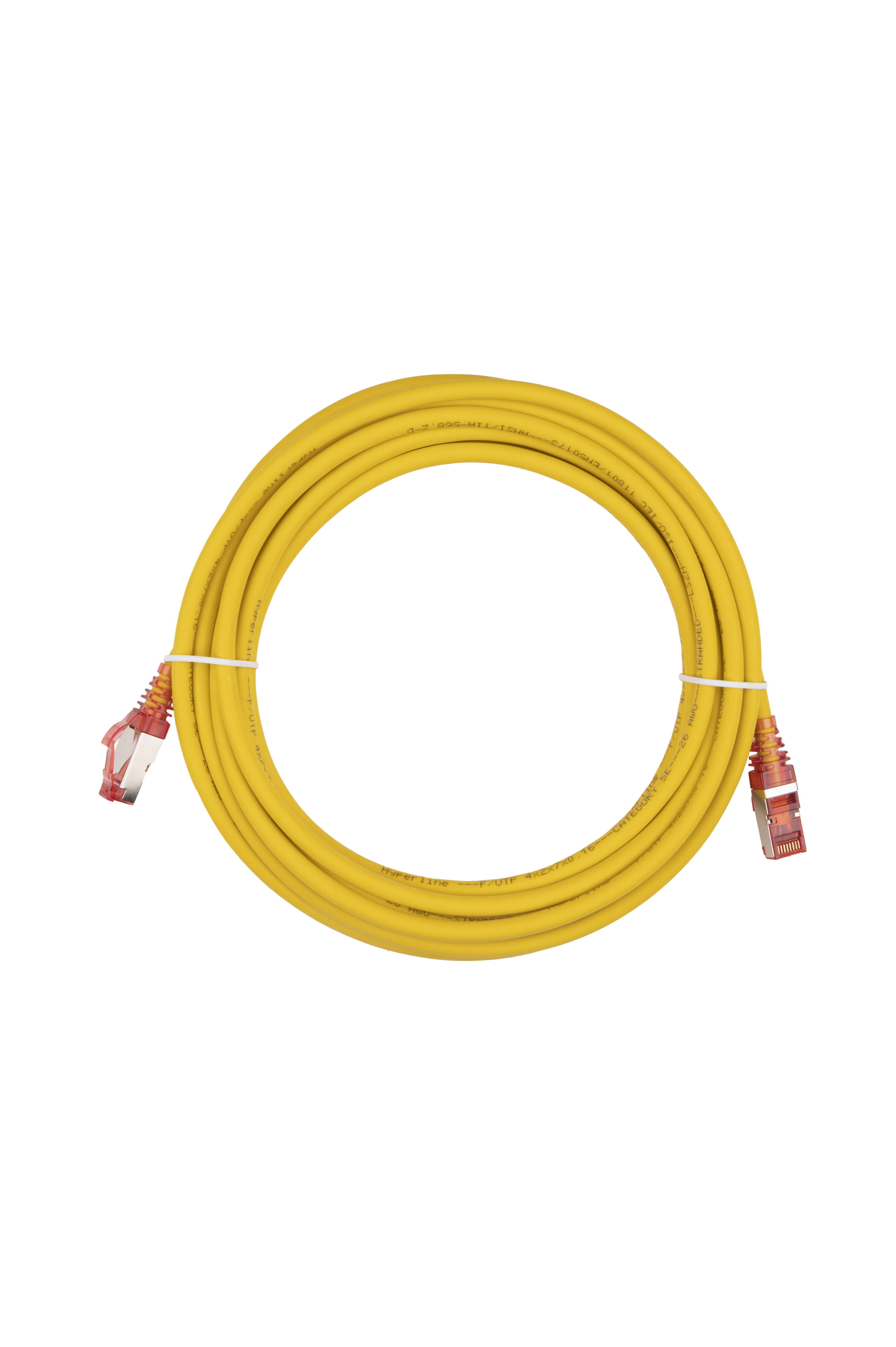Hyperline PC-LPM-STP-RJ45-RJ45-C5e-5M-LSZH-YL Патч-корд F/UTP, экранированный, Cat.5е (100% Fluke Component Tested), LSZH, 5 м, желтый — фото