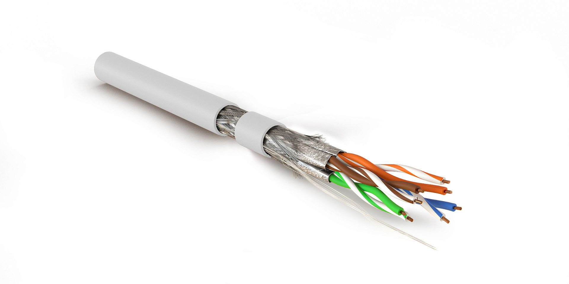 Hyperline SFTP4-C7A-S23-IN-LSZH-WH-305 (305 м) Кабель витая пара, экранированный S/FTP, общий экран оплетка, каждая пара в фольге, категория 7A (1000MHz), 4 пары 23 AWG, 4х2х0,58 мм, однопроволочные жилы, LSZH, нг(А)-HF, внутренний -40°C – +75°C, белый