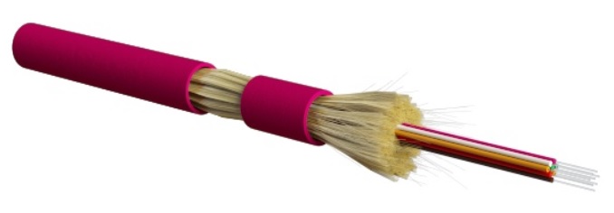 Hyperline FO-DT-IN-504-2-LSZH-MG Кабель волоконно-оптический 50/125 (OM4) многомодовый, 2 волокна, плотное буферное покрытие (tight buffer), для внутренней прокладки, LSZH, нг(А)-HF, –40°C – +70°C, маджента