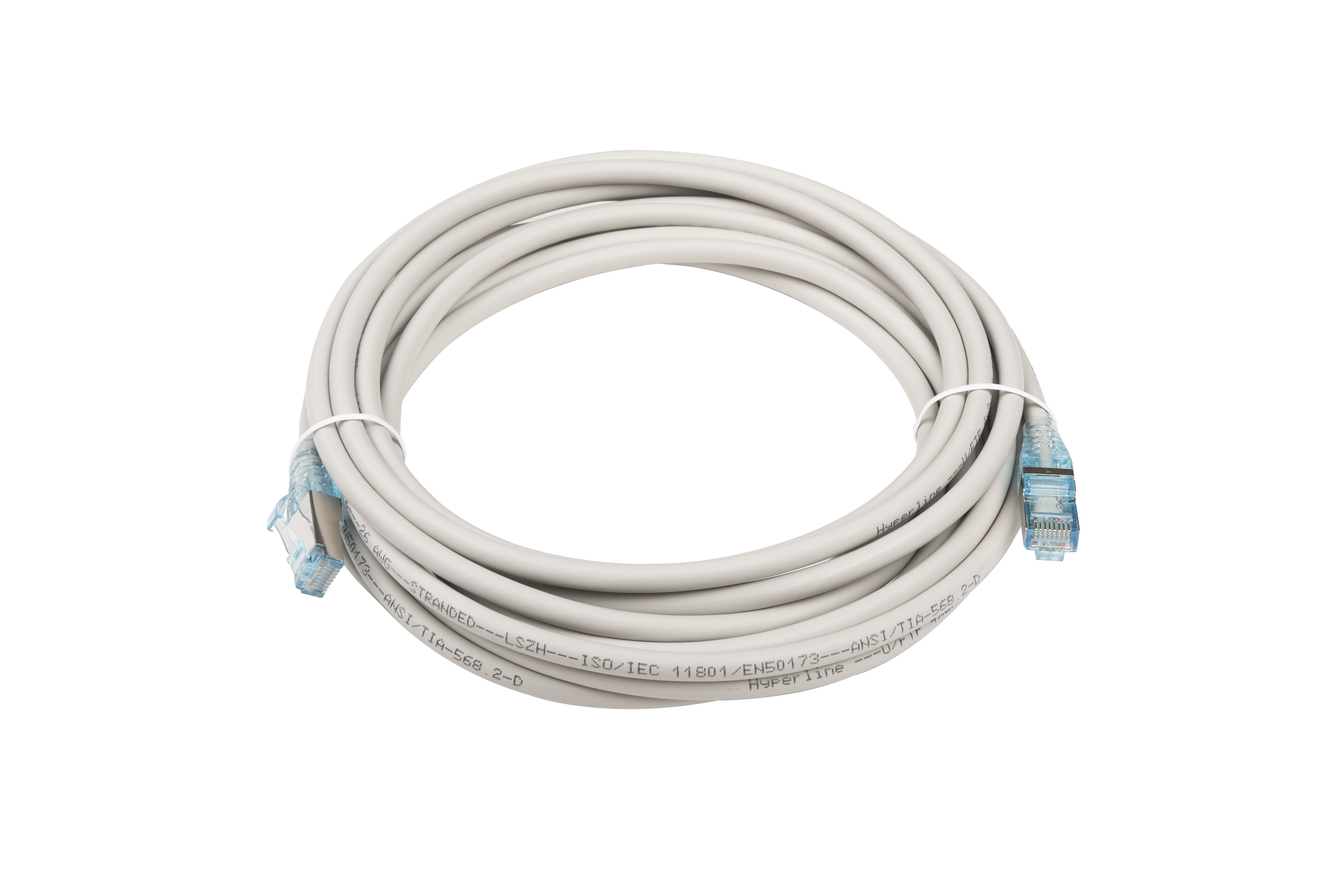 Hyperline PC-LPM-STP-RJ45-RJ45-C6-5M-LSZH-GY Патч-корд RJ-45/RJ-45, экранированный U/FTP, категория 6 (100% Fluke Component Tested), 26AWG, LSZH, 5 м, серый