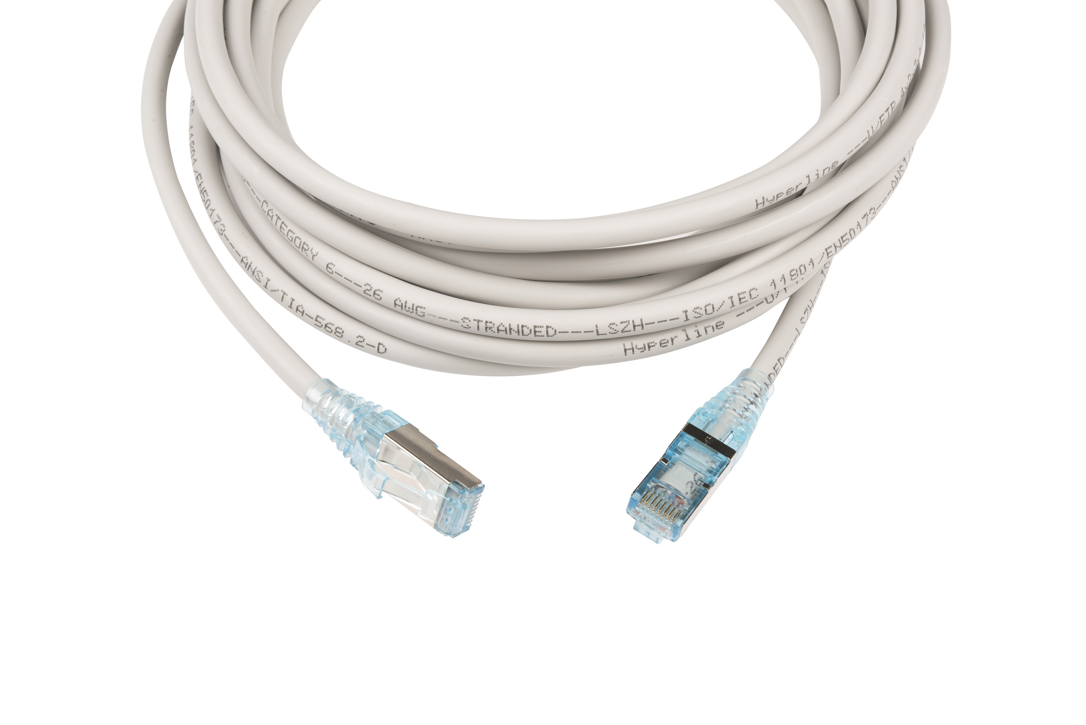 Hyperline PC-LPM-STP-RJ45-RJ45-C6-5M-LSZH-GY Патч-корд RJ-45/RJ-45, экранированный U/FTP, категория 6 (100% Fluke Component Tested), 26AWG, LSZH, 5 м, серый — фото