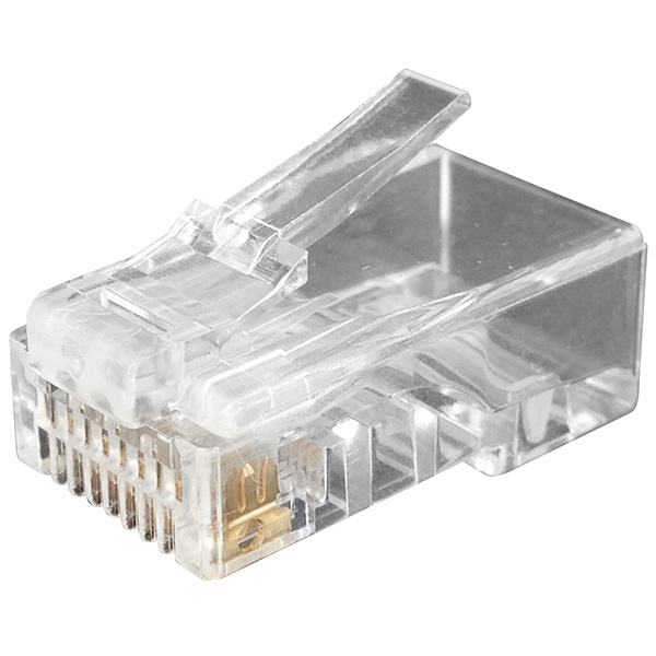 Hyperline PLUG-8P8C-U-C6-100 Разъем RJ-45(8P8C) под витую пару, категория 6 (50 µ"/ 50 микродюймов), универсальный (для одножильного и многожильного кабеля) (100 шт) — фото
