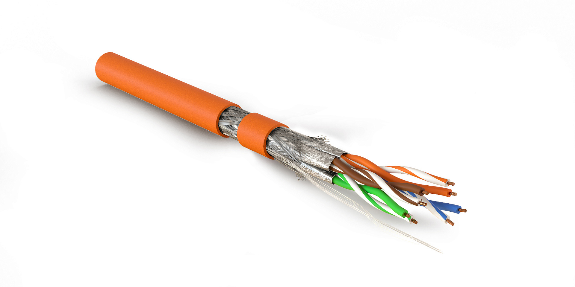 Hyperline SFTP4-C7A-S23-IN-LSZH-OR-305 (305 м) Кабель витая пара, экранированный S/FTP, общий экран оплетка, каждая пара в фольге, категория 7A (1000MHz), 4 пары 23 AWG, 4х2х0,58 мм, однопроволочные жилы, LSZH, нг(А)-HF, внутр.-40°C – +75°C, оранжевый