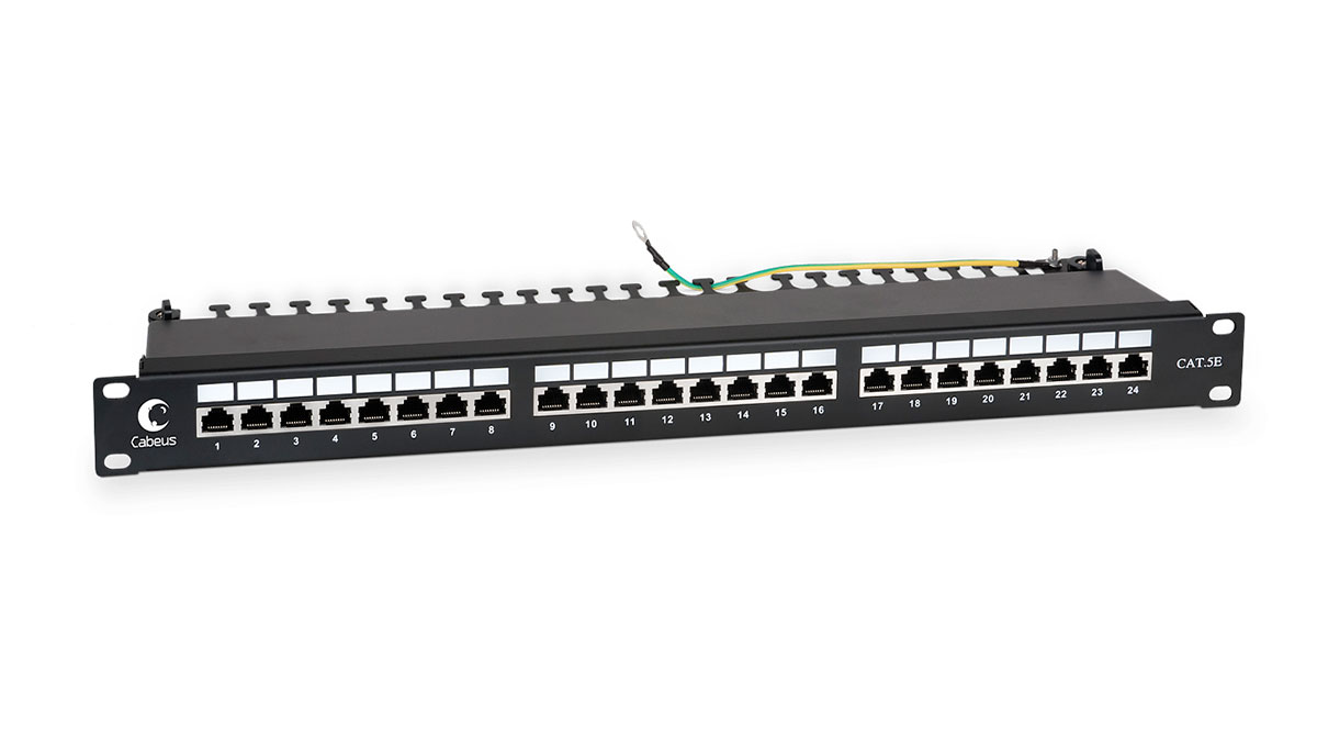 Патч-панель 19" 24 порта RJ-45 FTP 5e Cabeus PL-24-Cat.5e-SH-Dual IDC экранированная