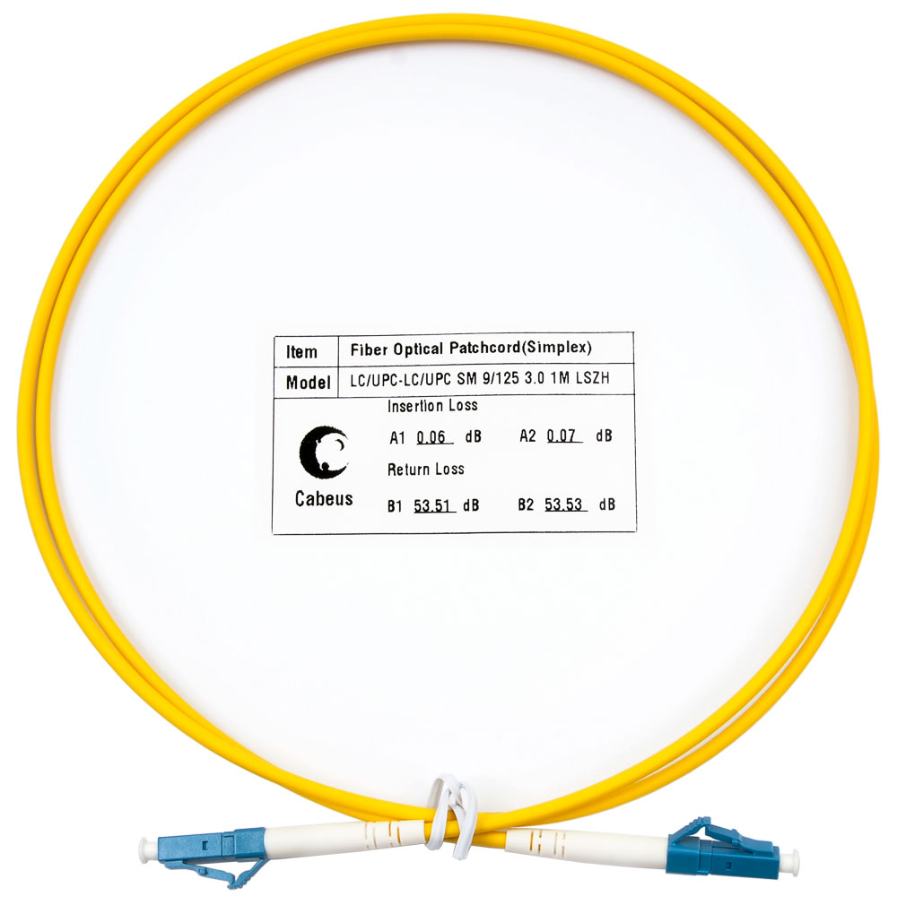 Оптический патч-корд simplex LC-LC 9/125 SM Cabeus FOP(s)-9-LC-LC-1,5m 1.5 метра желтый LSZH