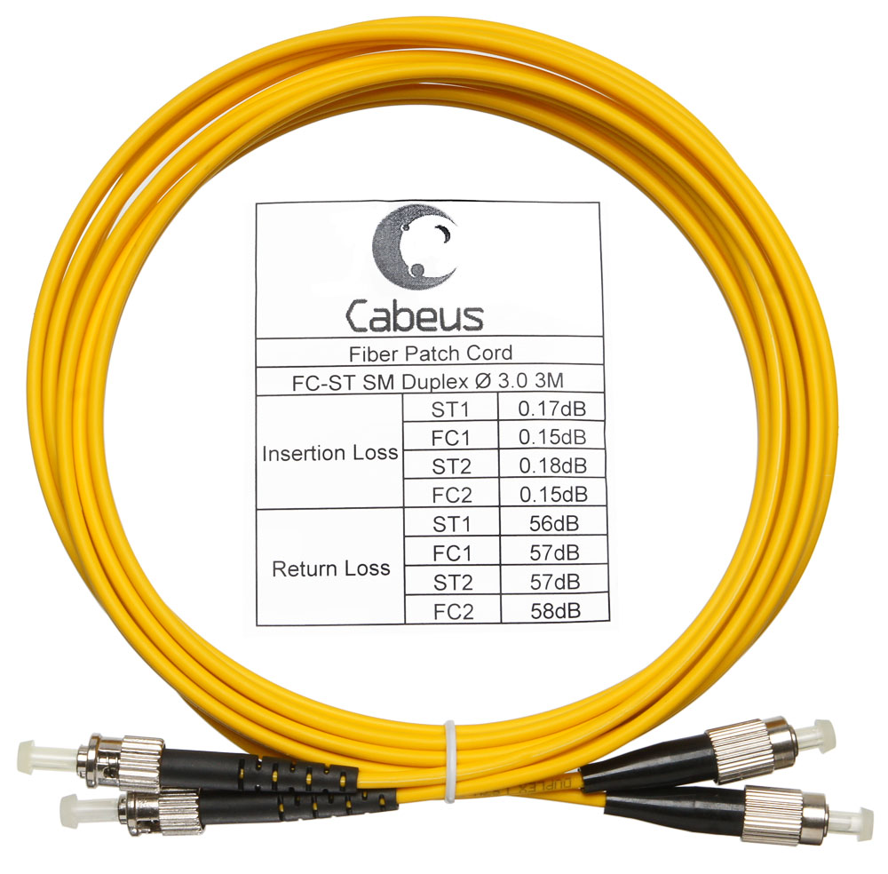 Оптический патч-корд duplex FC-ST 9/125 SM Cabeus FOP(d)-9-FC-ST-3m 3 метра желтый LSZH