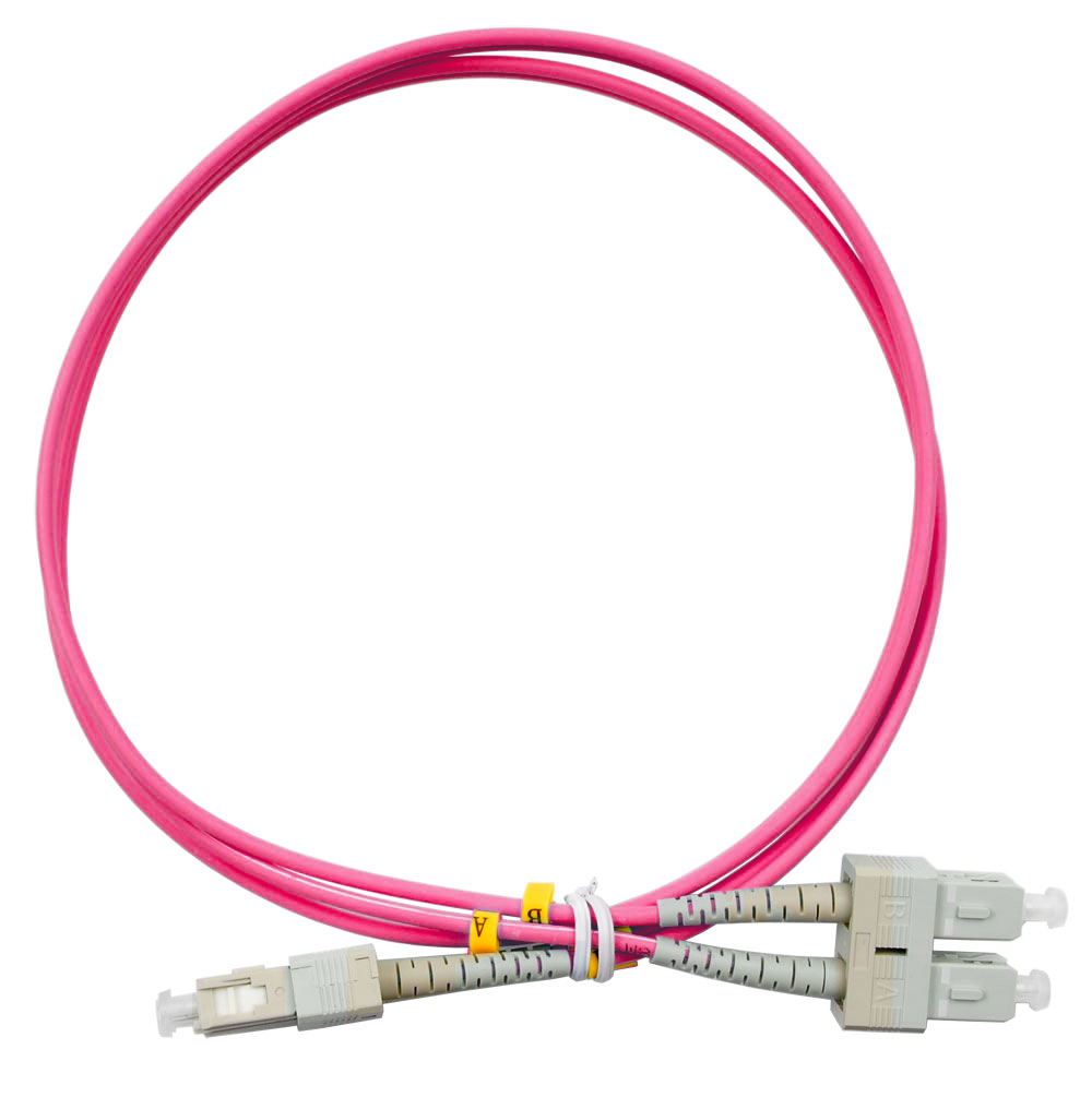 Оптический патч-корд duplex SC-SC 50/125 MM Cabeus FOP-50-OM4-SC-SC-1m 1 метр маджента LSZH