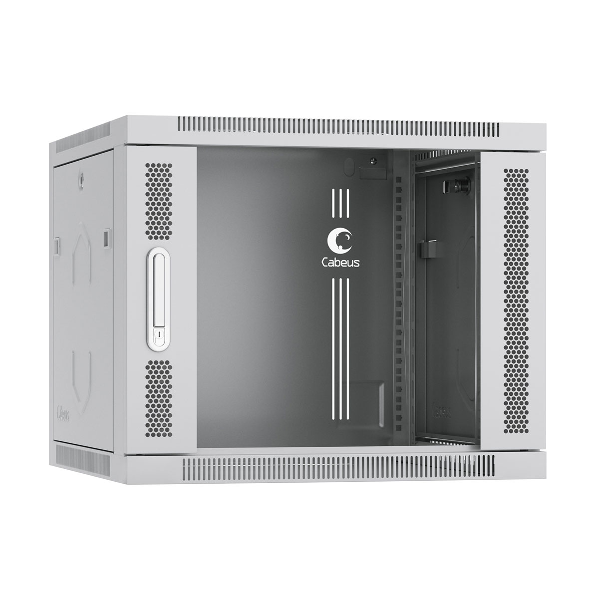 Cabeus SH-05F-9U60/35 Шкаф телекоммуникационный настенный 19" 9U 600x350x501mm (ШхГхВ) дверь стекло — фото