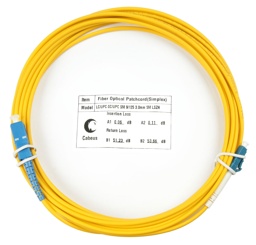 Оптический патч-корд simplex LC-SC 9/125 SM Cabeus FOP(s)-9-LC-SC-10m 10 метров желтый LSZH