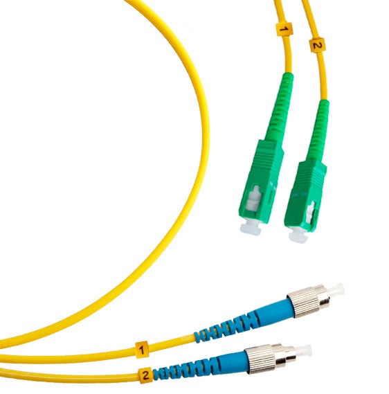 Оптический патч-корд duplex FC-SC 9/125 SM Cabeus FOP(d)-9-SC/APC-FC/UPC-1m 1 метр желтый LSZH