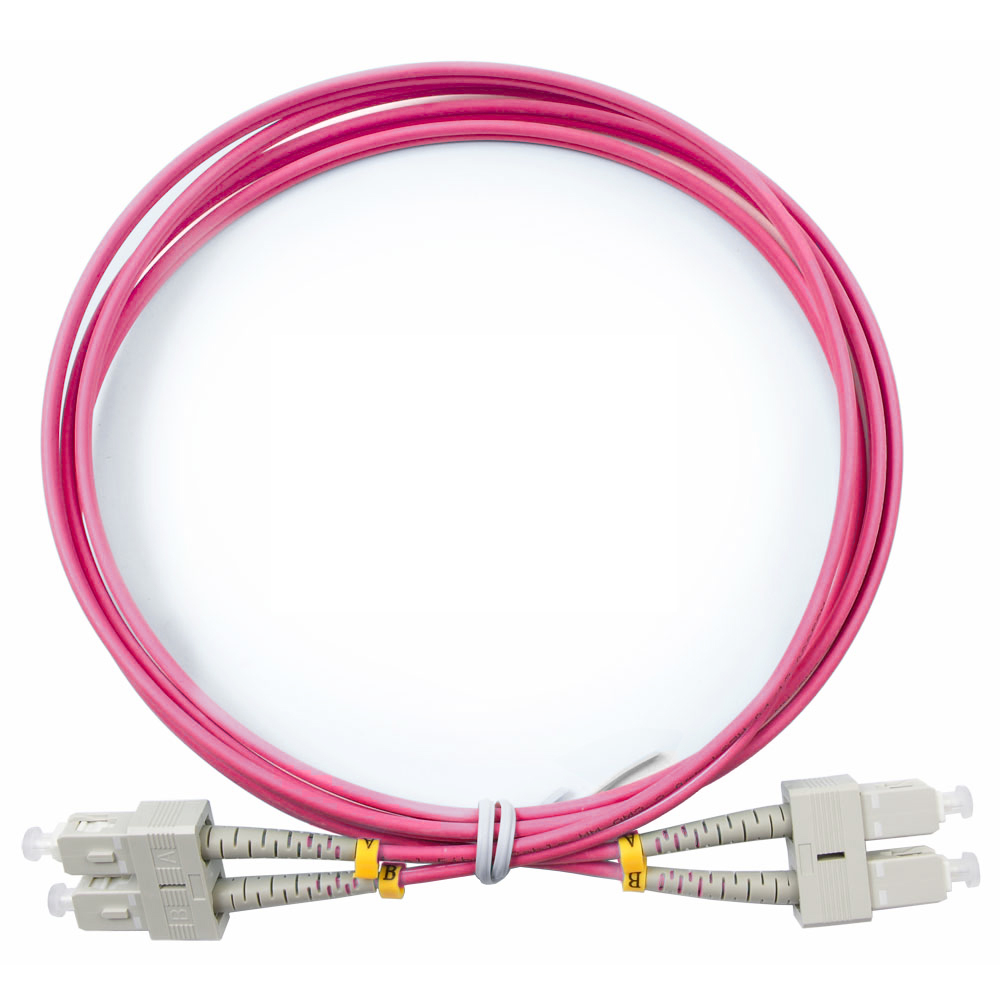 Оптический патч-корд duplex SC-SC 50/125 MM Cabeus FOP-50-OM4-SC-SC-1,5m 1.5 метра маджента LSZH