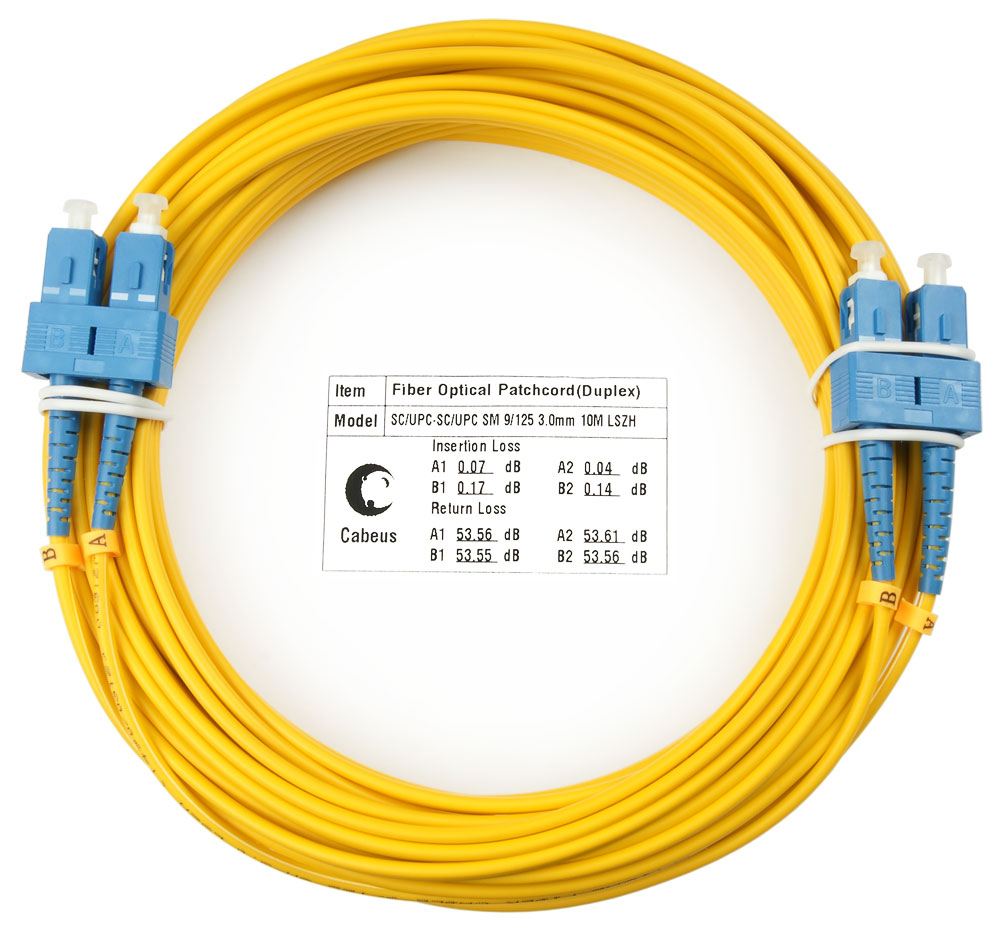 Оптический патч-корд duplex SC-SC 9/125 SM Cabeus FOP(d)-9-SC-SC-25m 25 метров желтый LSZH