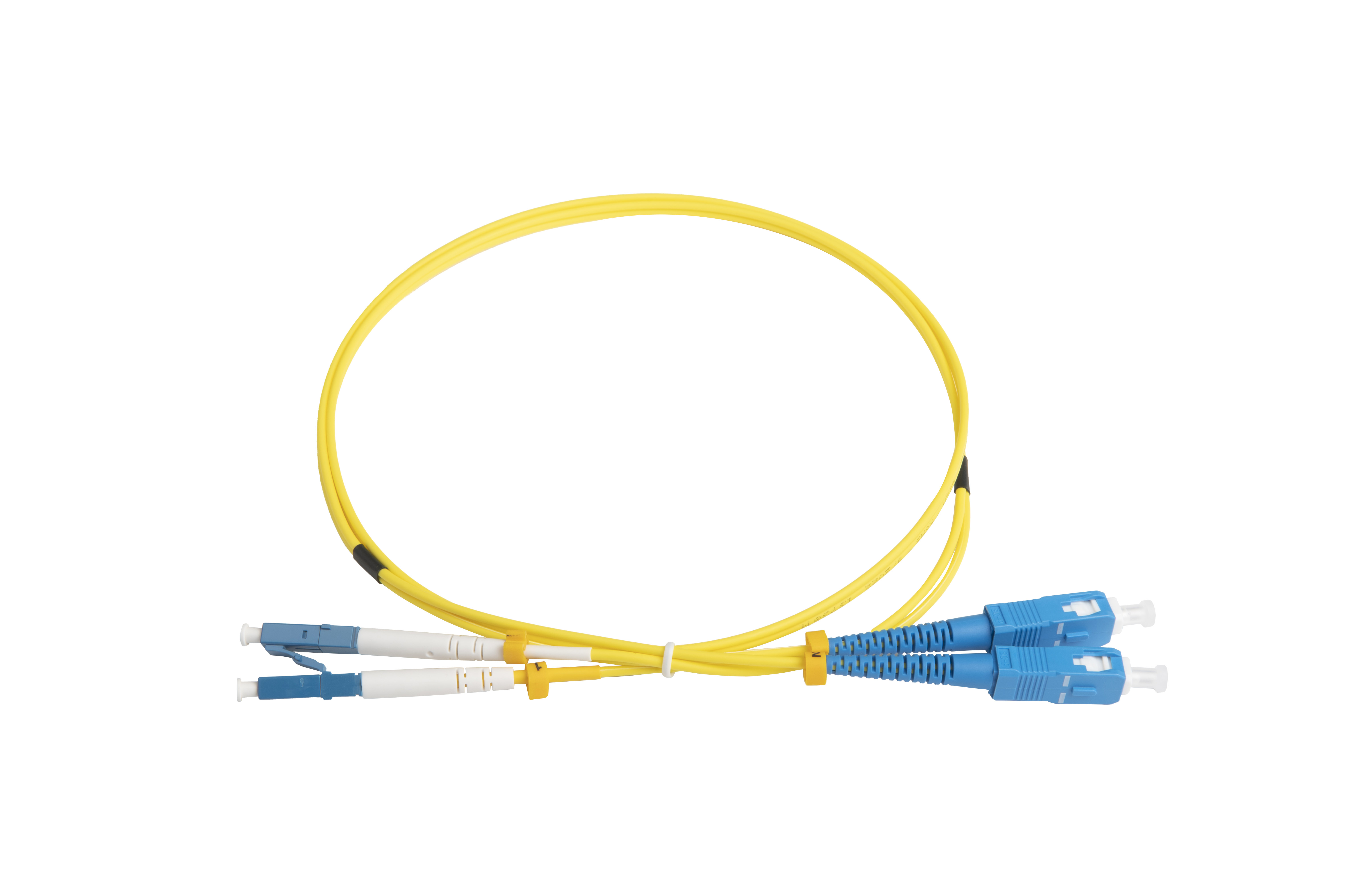 Hyperline FC-D2-9-LC/UR-SC/UR-H-1M-LSZH-YL Патч-корд волоконно-оптический (шнур) SM 9/125 (OS2), LC/UPC-SC/UPC, 2.0 мм, duplex, LSZH, 1 м — фото