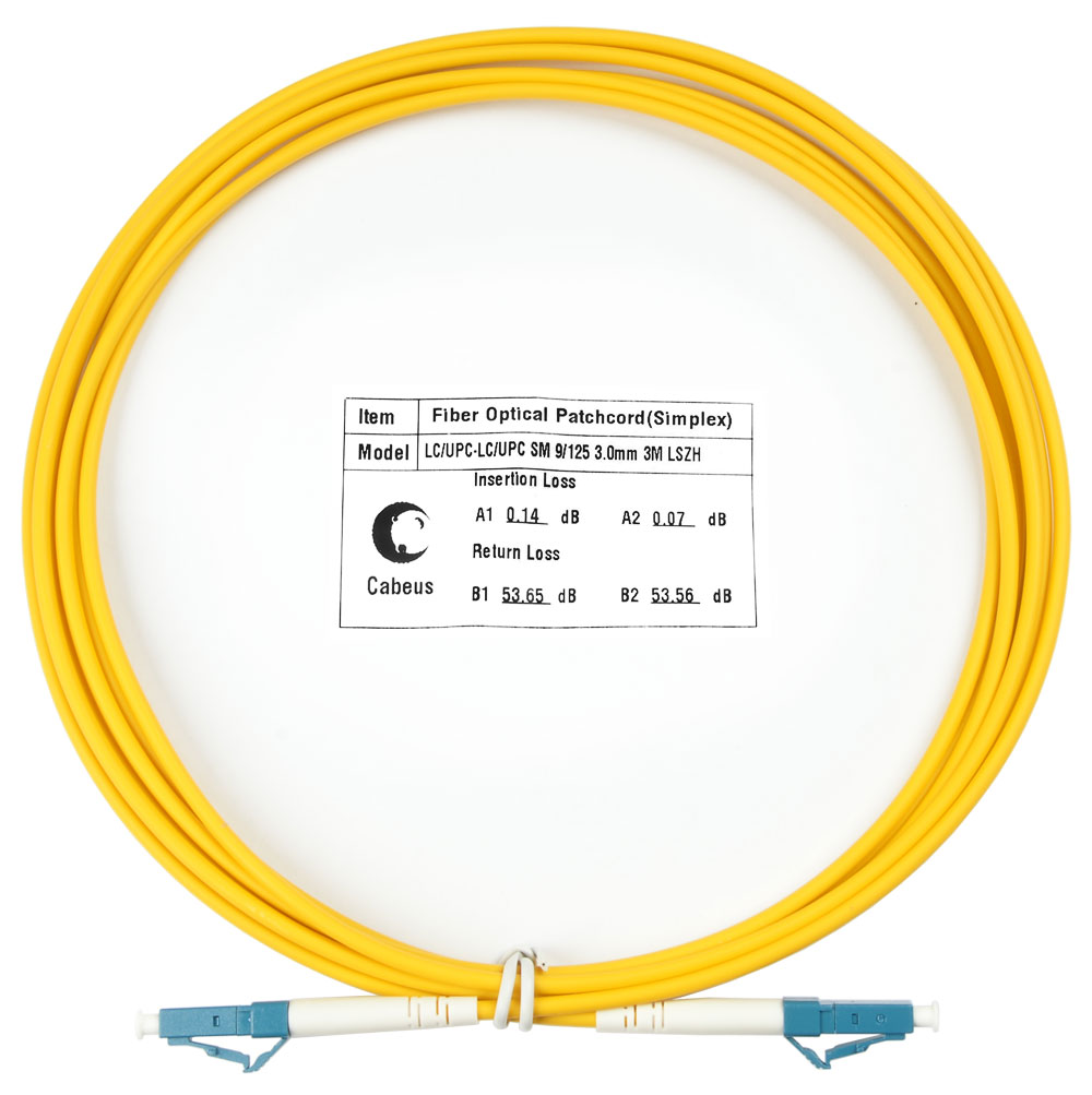 Оптический патч-корд simplex LC-LC 9/125 SM Cabeus FOP(s)-9-LC-LC-3m 3 метра желтый LSZH — фото
