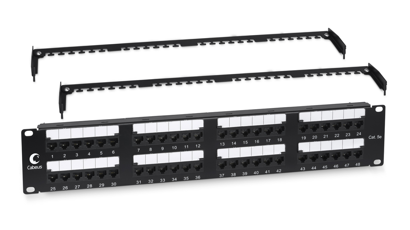 Патч-панель 19" 48 портов RJ-45 UTP 5e Cabeus PL2-48-Cat.5e-Dual неэкранированная