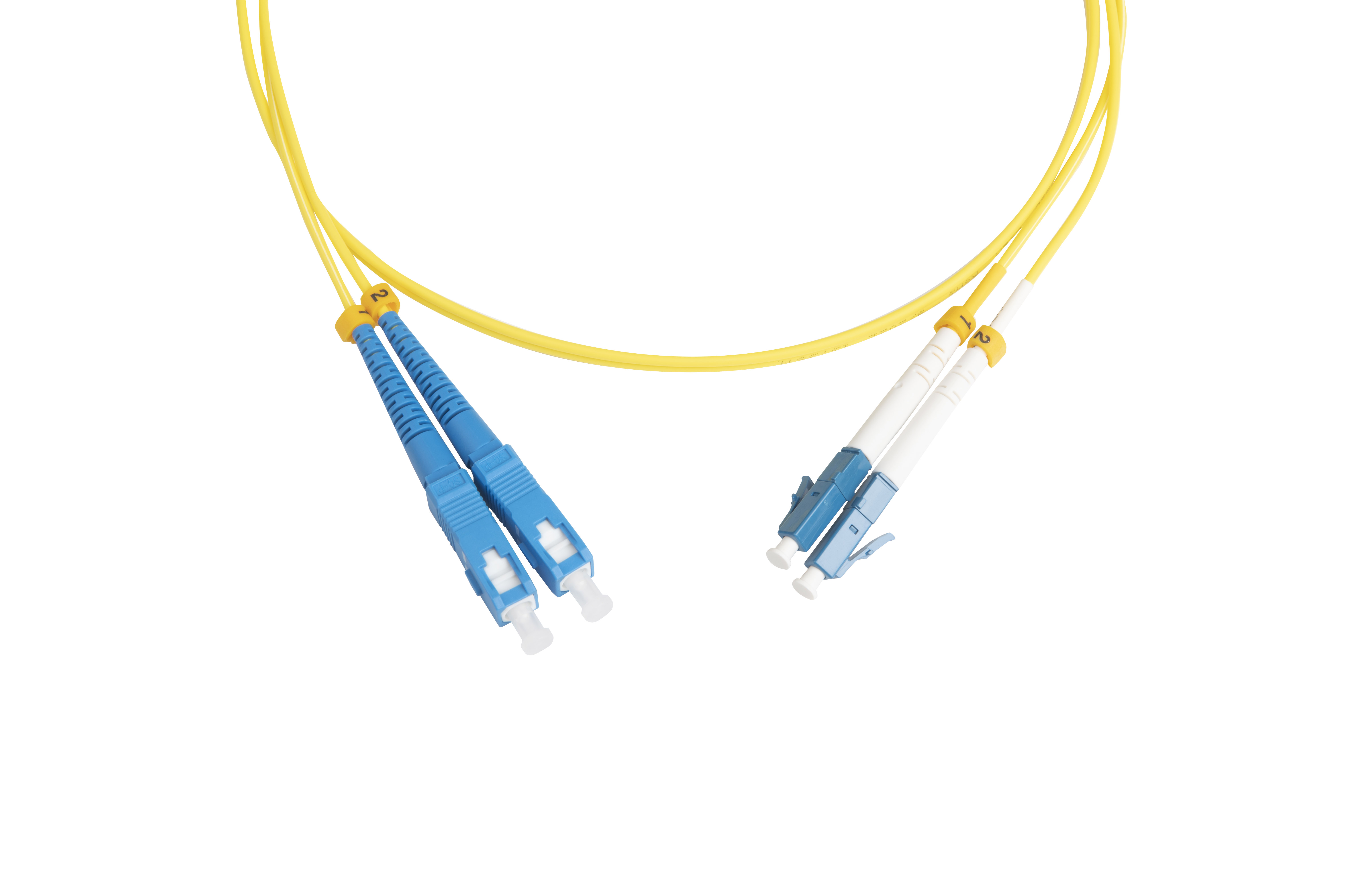 Hyperline FC-D2-9-LC/UR-SC/UR-H-1M-LSZH-YL Патч-корд волоконно-оптический (шнур) SM 9/125 (OS2), LC/UPC-SC/UPC, 2.0 мм, duplex, LSZH, 1 м — фото