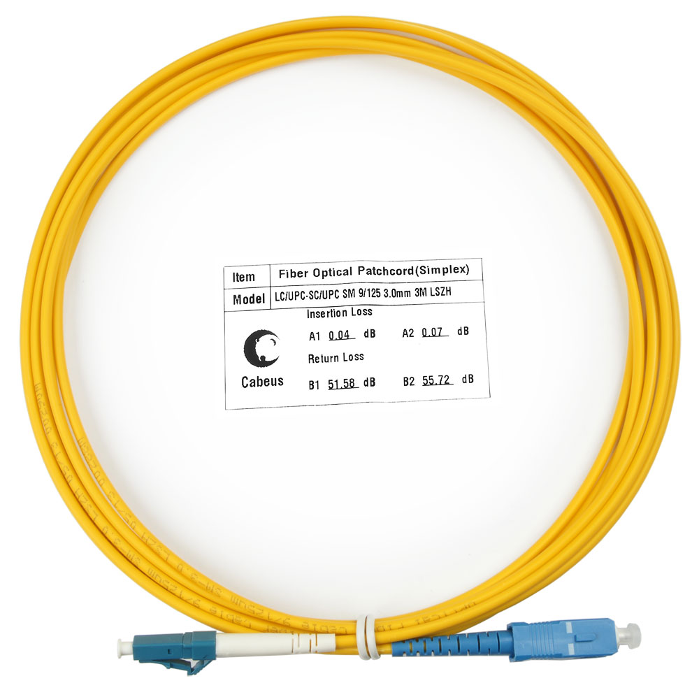 Оптический патч-корд simplex LC-SC 9/125 SM Cabeus FOP(s)-9-LC-SC-3m 3 метра желтый LSZH — фото