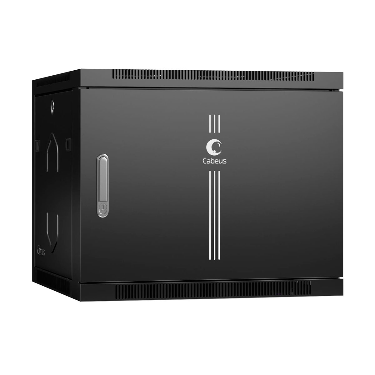 Cabeus SH-05F-9U60/60m-BK Шкаф телекоммуникационный настенный 19" 9U 600x600x501mm (ШхГхВ) дверь металл, цвет черный (RAL 9004) — фото