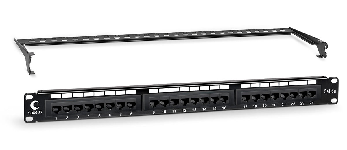 Патч-панель 19" 24 порта RJ-45 UTP 6a Cabeus PL-24-Cat.6A-Dual неэкранированная
