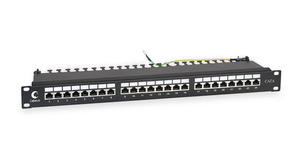 Патч-панель 19" 24 порта RJ-45 FTP 6 Cabeus PL-24-Cat.6-SH-Dual экранированная