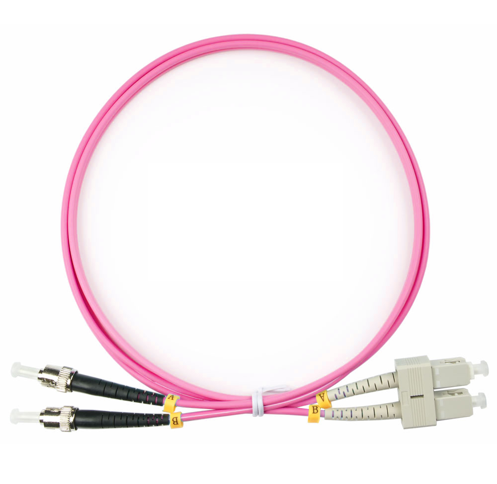 Оптический патч-корд duplex SC-ST 50/125 MM Cabeus FOP-50-OM4-SC-ST-1m 1 метр маджента LSZH