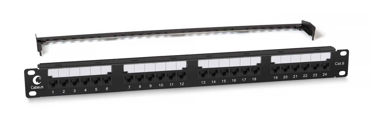 Патч-панель 19" 24 порта RJ-45 UTP 6 Cabeus PL2-24-Cat.6-Dual неэкранированная
