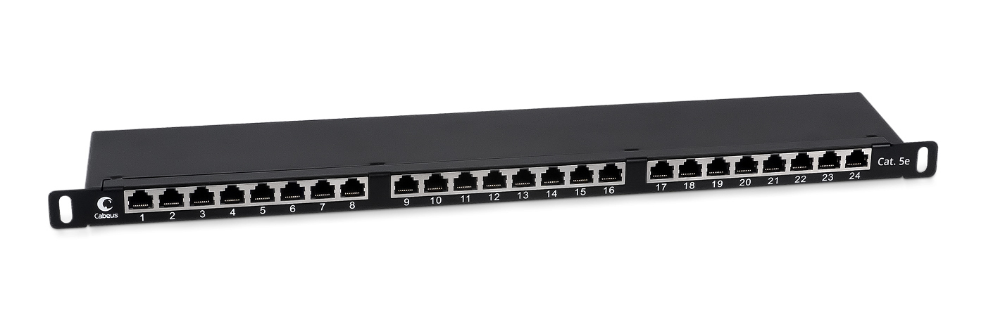 Патч-панель 19" 24 порта RJ-45 FTP 5e Cabeus PLHD-24-Cat.5e-SH-Dual-0,5U экранированная