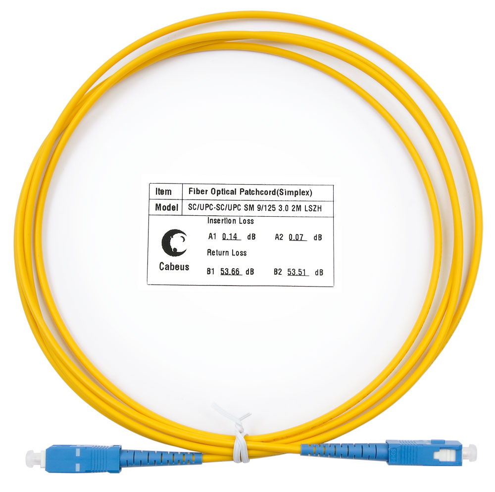 Оптический патч-корд simplex SC-SC 9/125 SM Cabeus FOP(s)-9-SC-SC-2m 2 метра желтый LSZH
