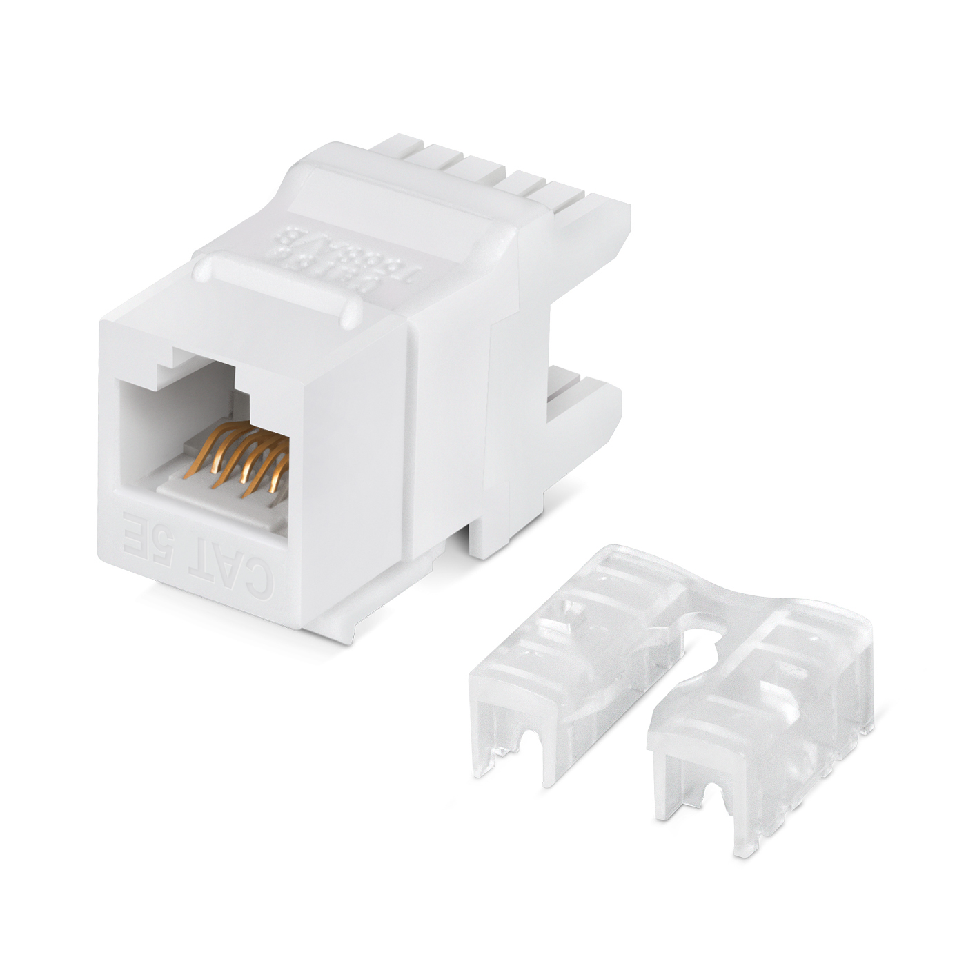 Cabeus KJ-RJ45-Cat.5e-180 Degree Вставка Keystone Jack RJ-45(8P8C), 180 градусов, категория 5e, Dual IDC (110&amp;Krone type), белая