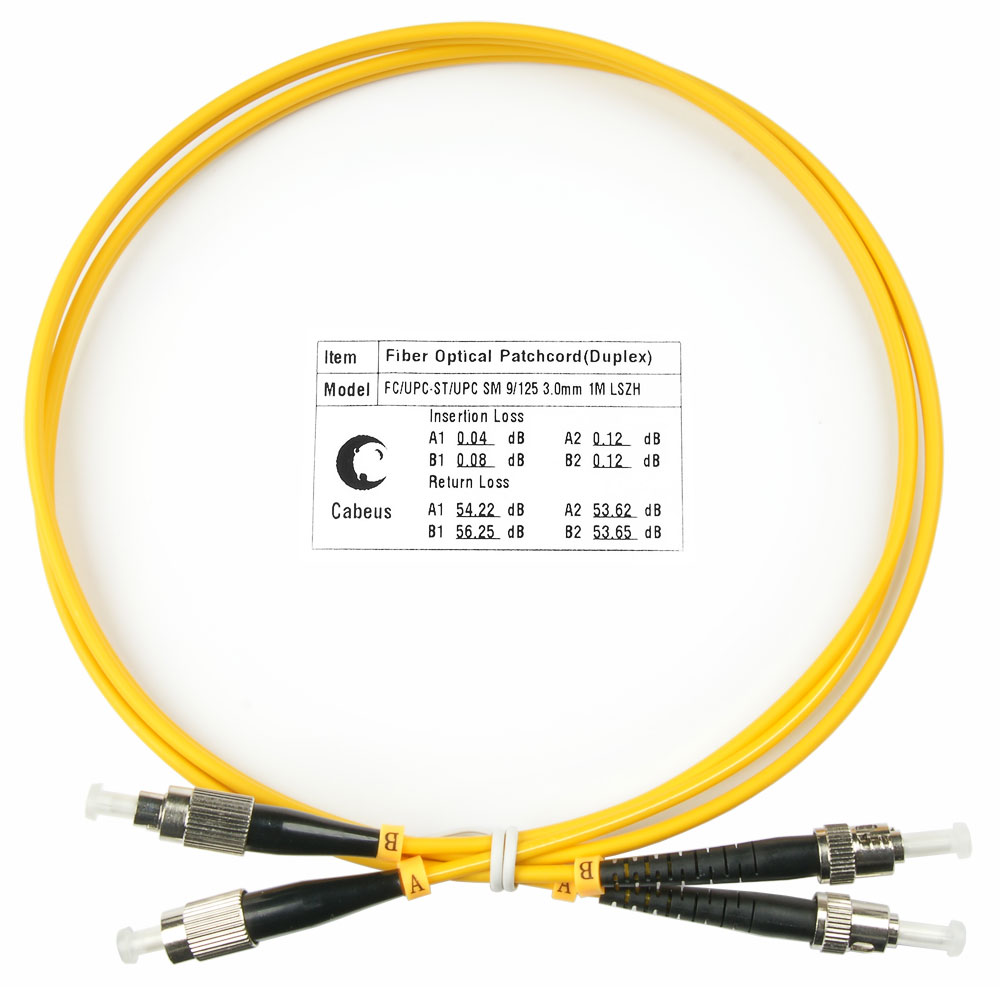 Оптический патч-корд duplex FC-ST 9/125 SM Cabeus FOP(d)-9-FC-ST-1m 1 метр желтый LSZH