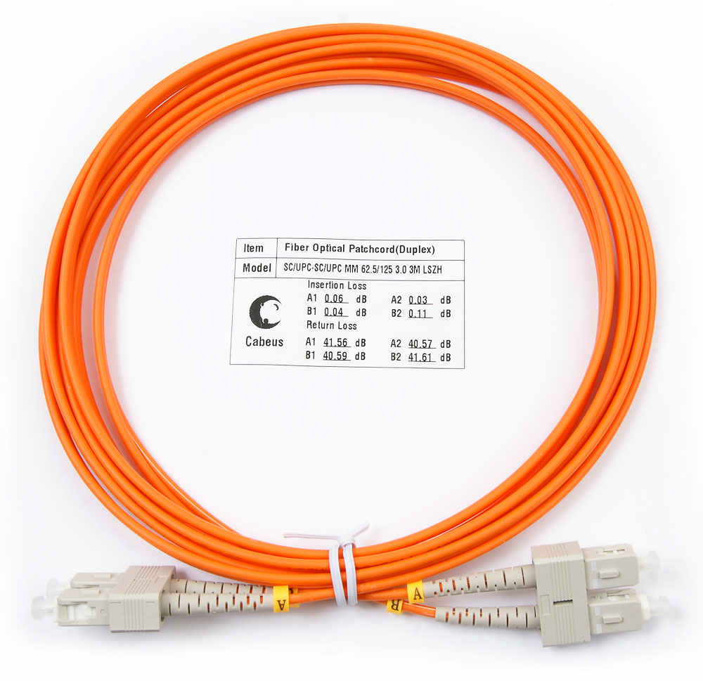 Оптический патч-корд duplex SC-SC 62,5/125 MM Cabeus FOP-62-SC-SC-3m 3 метра оранжевый LSZH
