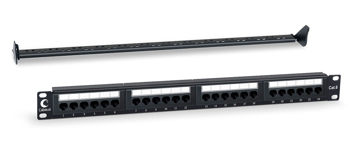 Патч-панель 19" 24 порта RJ-45 UTP 6 Cabeus PL-24-Cat.6-Dual неэкранированная