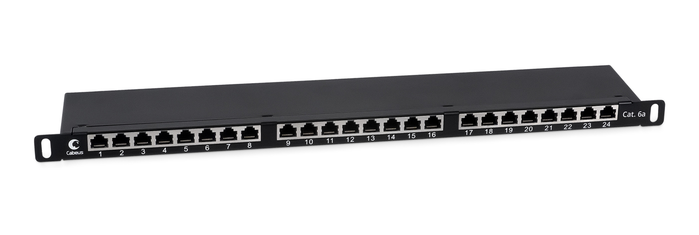 Патч-панель 19" 24 порта RJ-45 FTP 6a Cabeus PLHD-24-Cat.6a-SH-Dual-0,5U экранированная