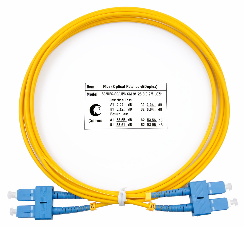 Оптический патч-корд duplex SC-SC 9/125 SM Cabeus FOP(d)-9-SC-SC-2m 2 метра желтый LSZH