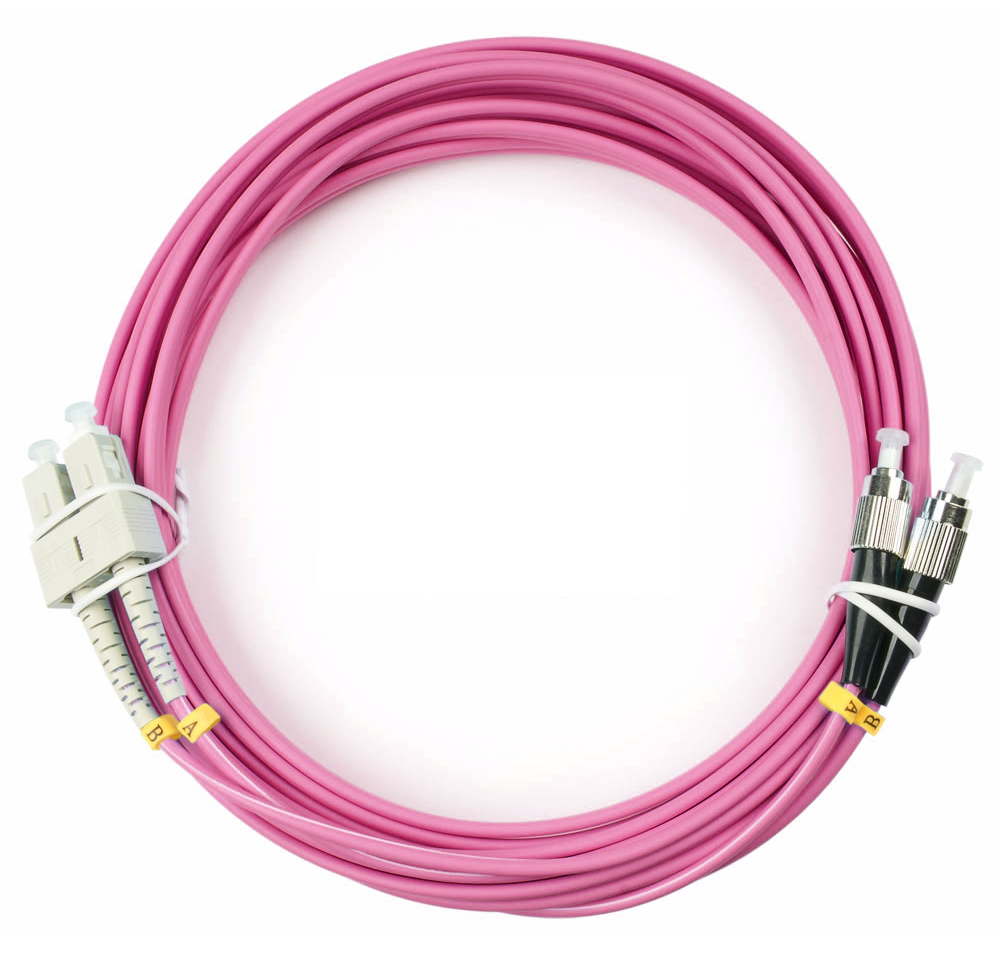 Оптический патч-корд duplex FC-SC 50/125 MM Cabeus FOP-50-OM4-SC-FC-20m 20 метров маджента LSZH