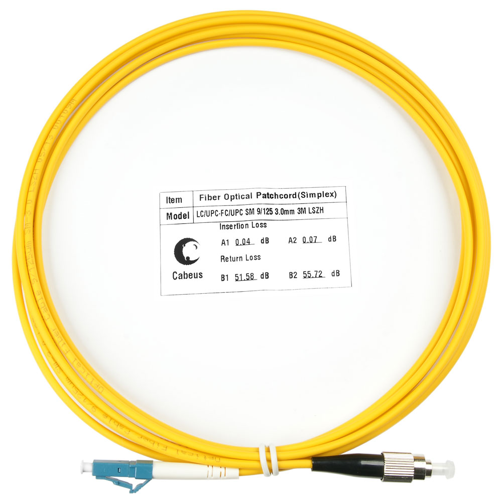 Оптический патч-корд simplex FC-LC 9/125 SM Cabeus FOP(s)-9-LC-FC-3m 3 метра желтый LSZH