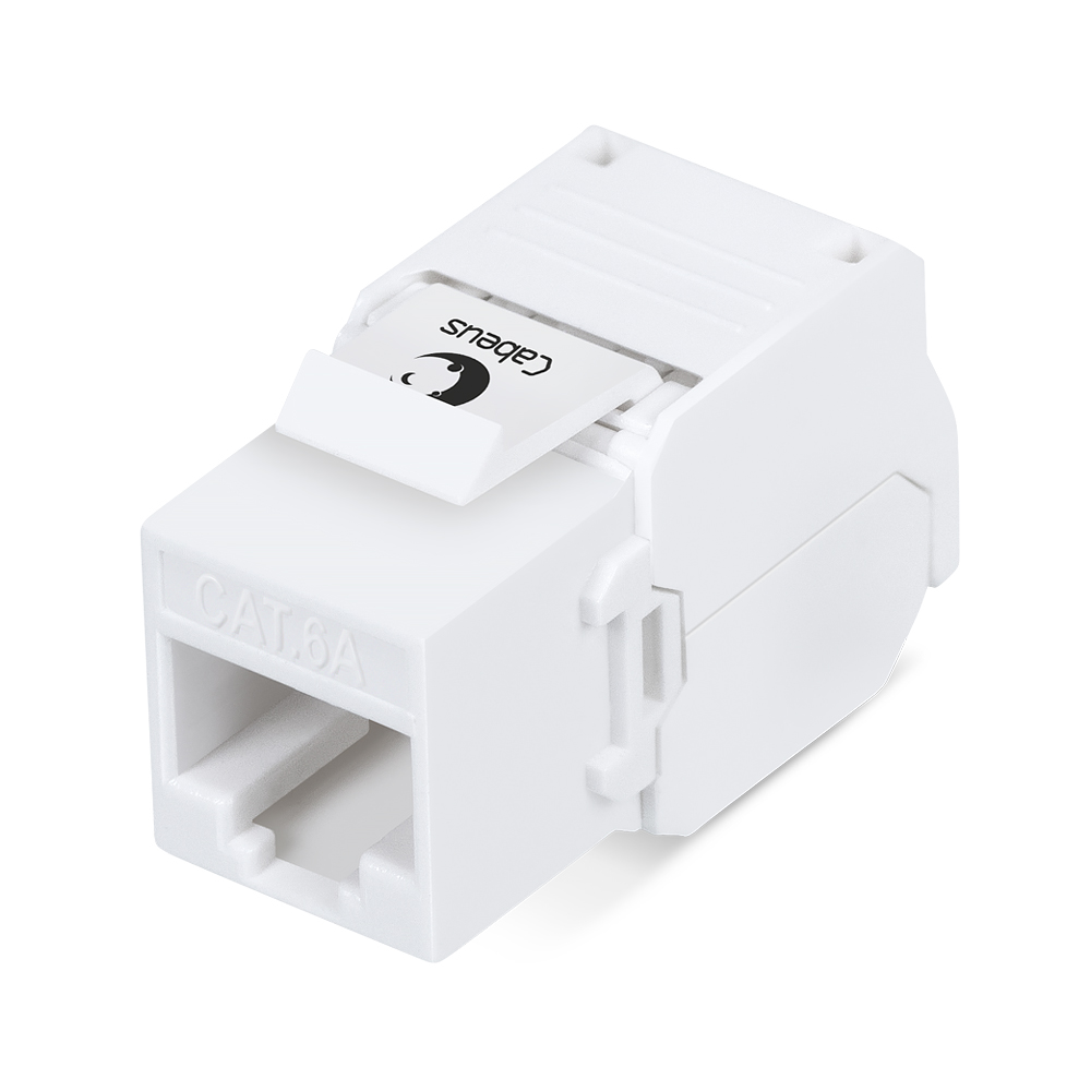 Cabeus KJ-RJ45-Cat.6A-180-Toolless Вставка Keystone Jack RJ-45(8P8C), 180 градусов, категория 6A, без инструмента Toolless, белая
