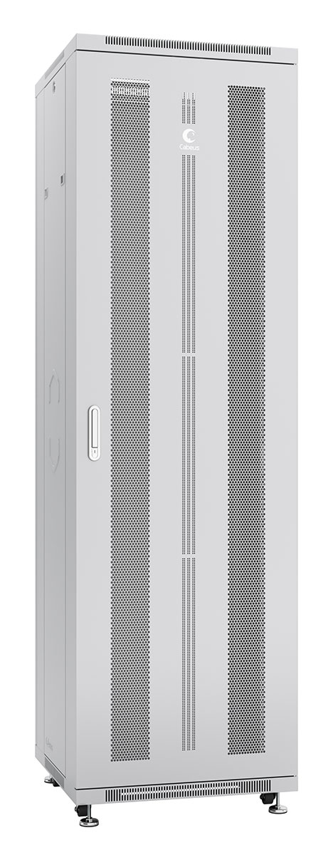 Cabeus ND-05C-42U60/100 Шкаф монтажный телекоммуникационный 19" напольный для распределительного и серверного оборудования 42U 600x1000x2055mm (ШхГхВ) передняя и задняя перфорированные двери, ручка с замком, цвет серый (RAL 7035)