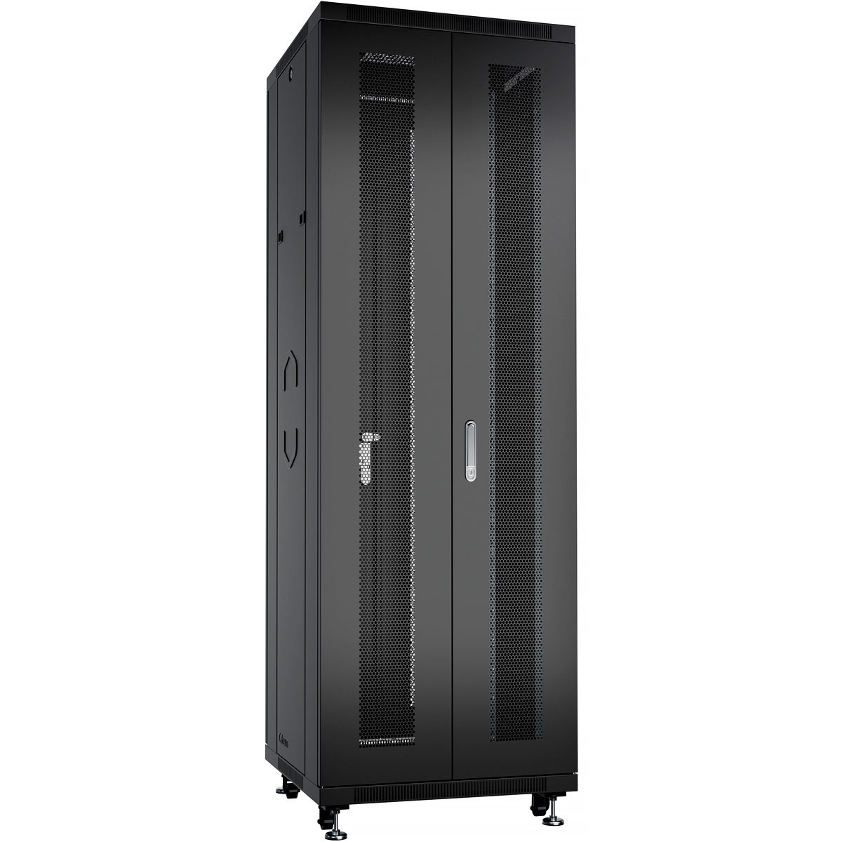 Cabeus ND-05C-42U60/120-BK Шкаф монтажный телекоммуникационный 19" напольный для распределительного и серверного оборудования 42U 600x1200x2055mm (ШхГхВ) передняя и задняя перфорированные двери, ручка с замком, цвет черный (RAL 9004)