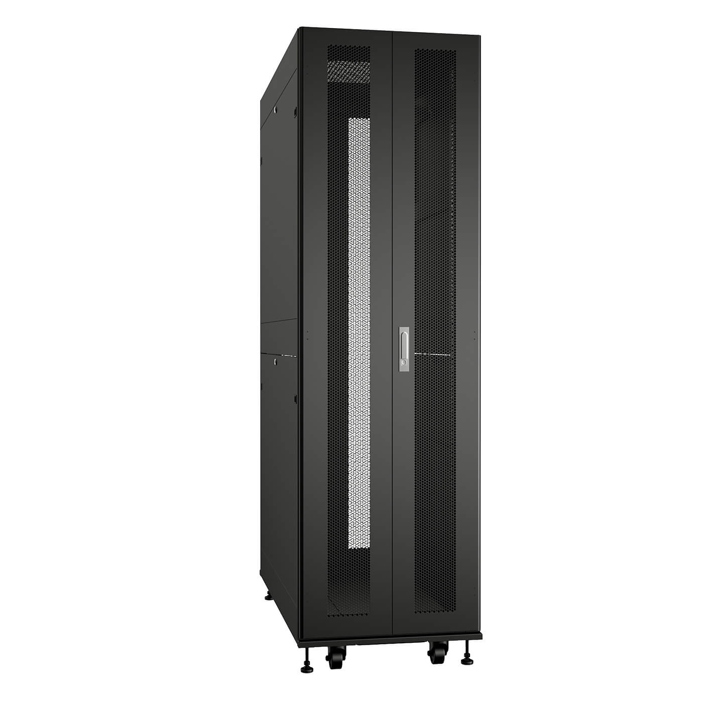 Cabeus ND-SC-42U60/120-BK Шкаф серверный серверный 19" напольный для распределительного и серверного оборудования 42U 600x1200mm передняя и задняя двойные перфорированные двери, ручки с замком, цвет черный (RAL 9004)