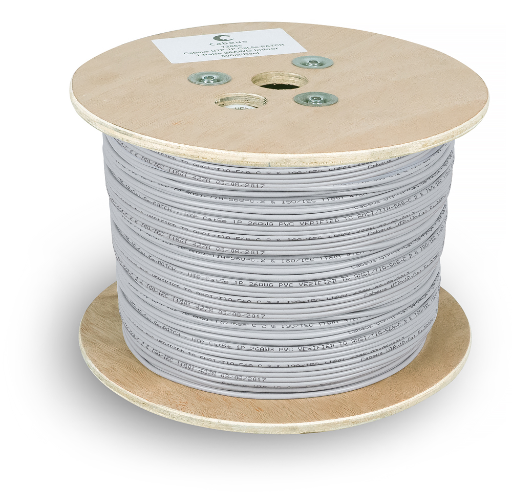 Cabeus UTP-1P-Cat.5e-PATCH Кабель витая пара (UTP), категория 5e, 1 пара (26 AWG), многожильный (patсh), PVC нг(А)-LS, серый (500 м)