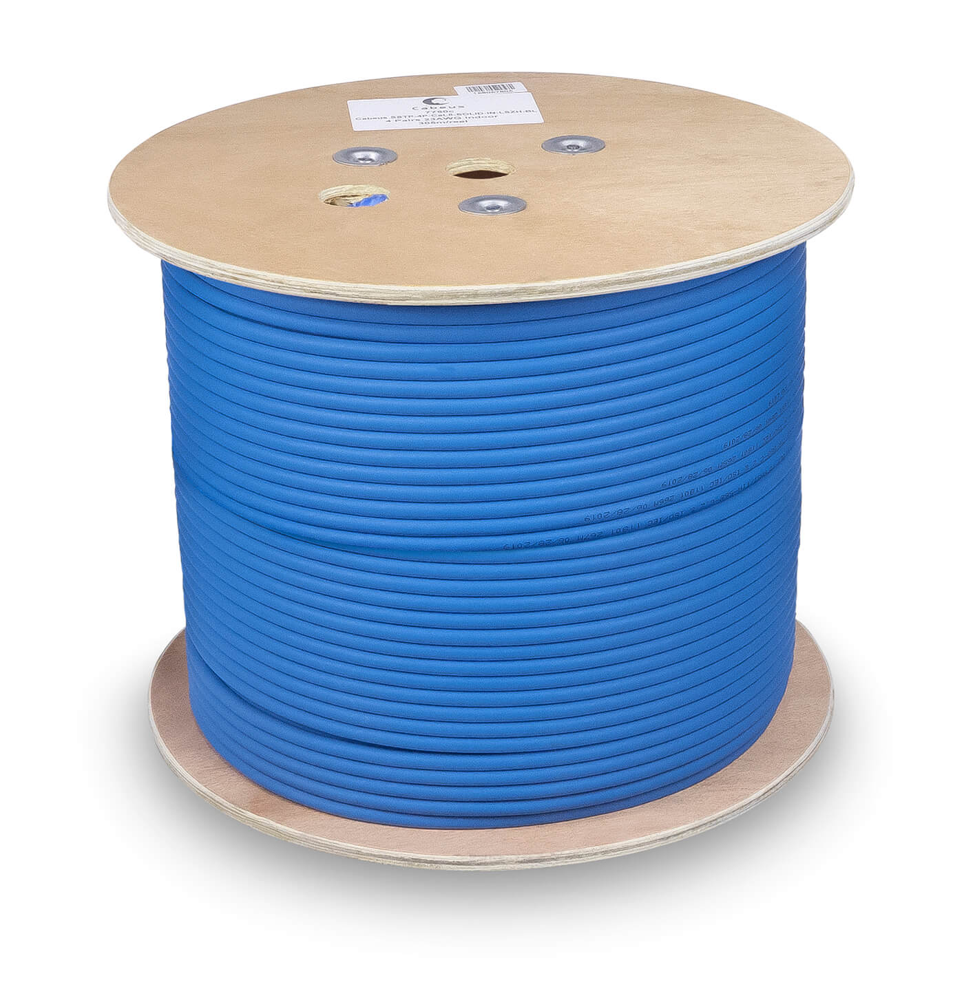 Cabeus SSTP-4P-Cat.8-SOLID-IN-LSZH-BL Кабель экранированная витая пара SSTP (S/FTP), категория 8 (40G, 2000 MHz), 4 пары (23 AWG), LSZH, нг(А)-HF (305 м)