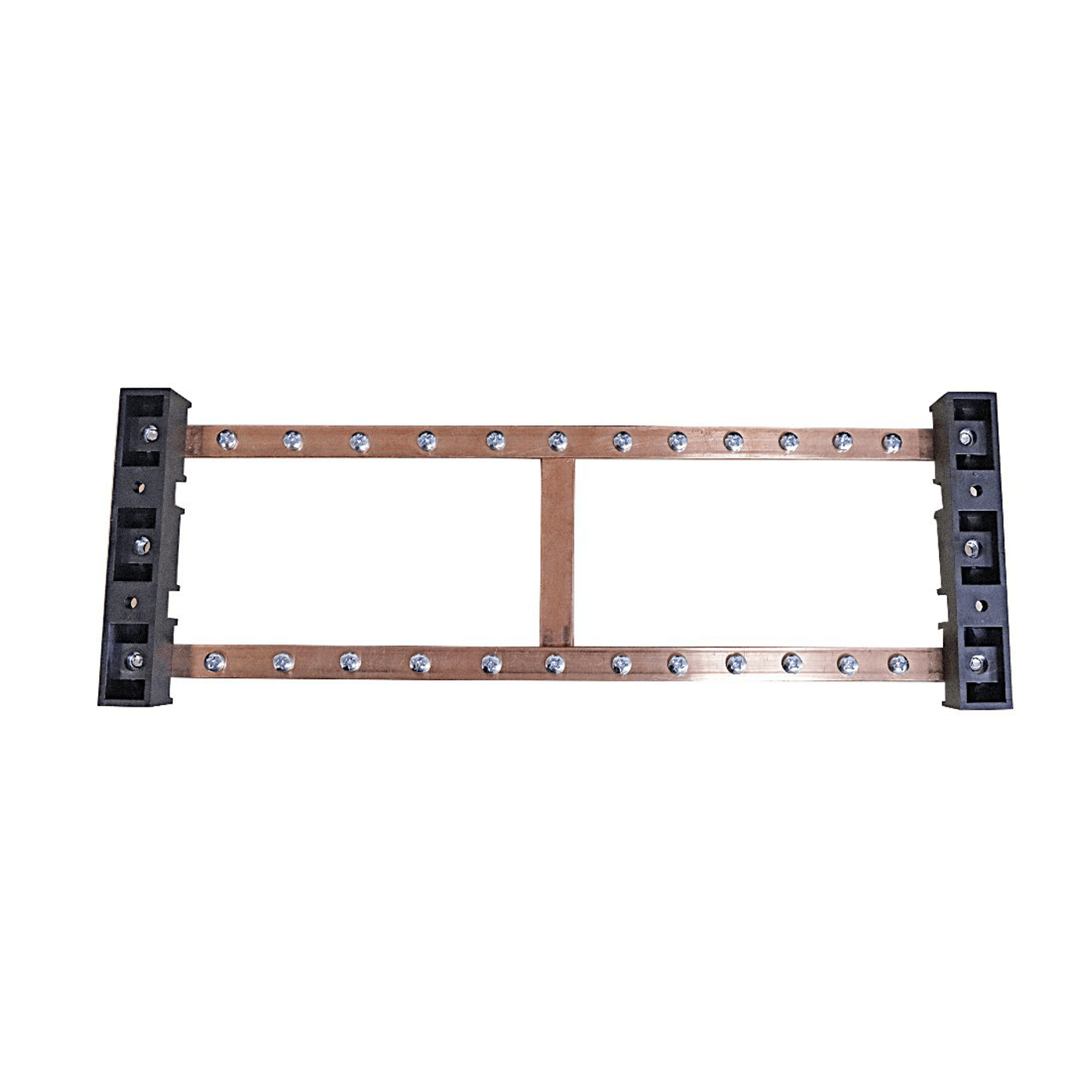 Cabeus CGB-NP-11-275-P Шина PEN земля-ноль на 11+11 присоединений, с перемычкой, медь, 275А, (габариты 3х20х500 мм) — фото
