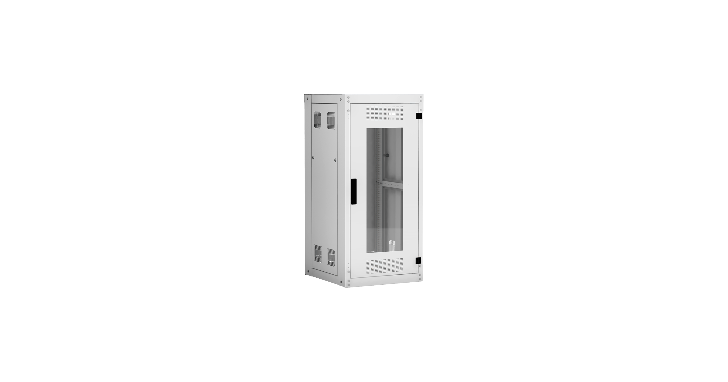 Напольный шкаф NETLAN 19", 24U, стеклянная дверь, цельнометаллические стенки, Ш600хВ1196хГ600мм, в разобранном виде, серый — фото