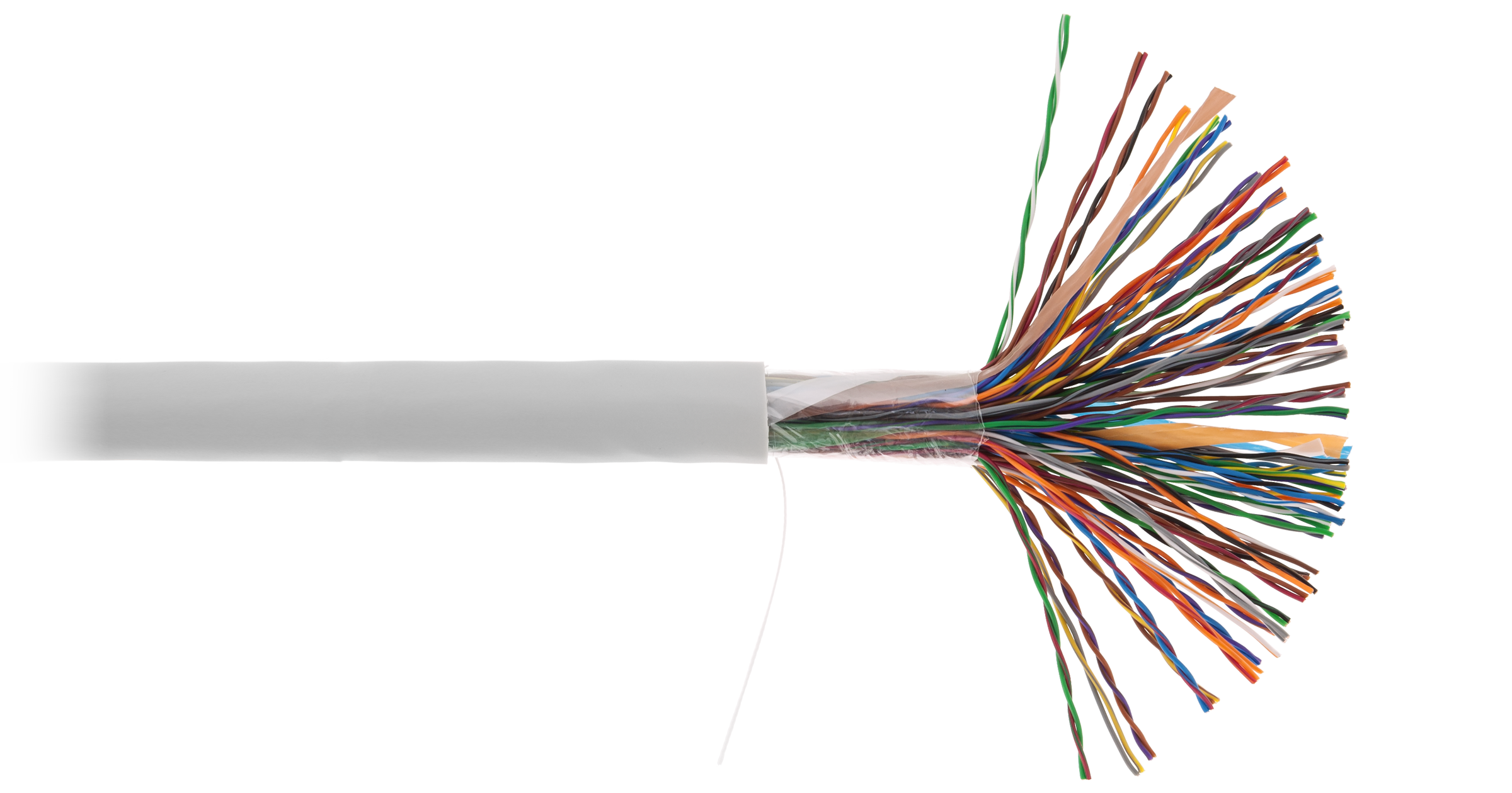 Кабель NETLAN U/UTP 50 пар, Кат.5 (Класс D), 100МГц, одножильный, BC (чистая медь), поливинилхлорид, серый, 305м - гарантия: 1 год — фото